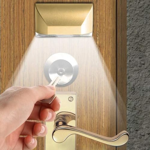 Key Light Door Lights, Small Motion Sensor Light with 4 LED Bulbs, Battery Powered Night Lights for Hallway, Stairway, Kitchen, Closet, Bedroom (2 Pack Gold) - color: Gold-2 Pack