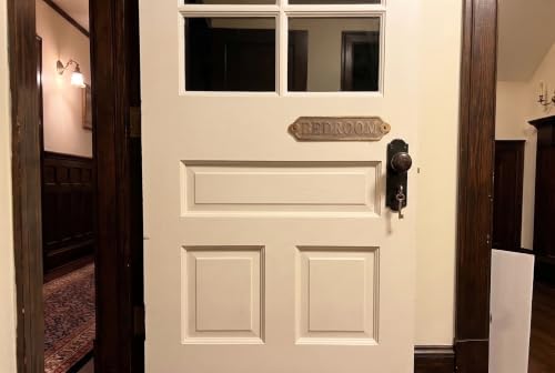 Restroom Door Sign Nishpax Vintage Metal Guest Plaque, Antique Brass Finish Decorative Cast Metal Door Plate for Bathroom, Farmhouse, Industrial & Commercial Decor - color: BEDROOM