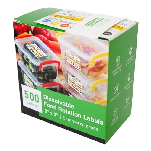 LLIKED 500 Dissolvable Food Labels 2"x3" for Food Rotation