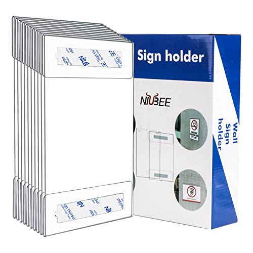 NIUBEE 8.5 x 11 Acrylic Sign Holder Wall Mount with Tapes 10 Pack