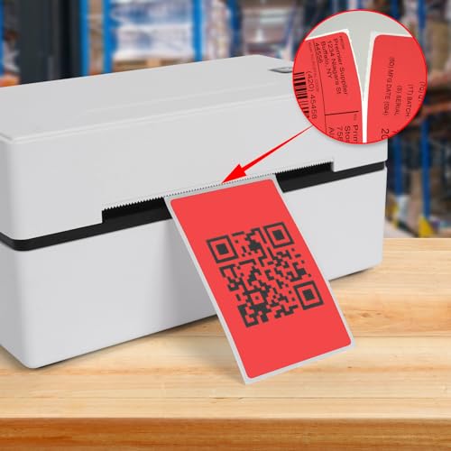 Red Thermal Labels 3 ×5 Inch Waterproof Vinyl Stickers 300 PCS - color: Red