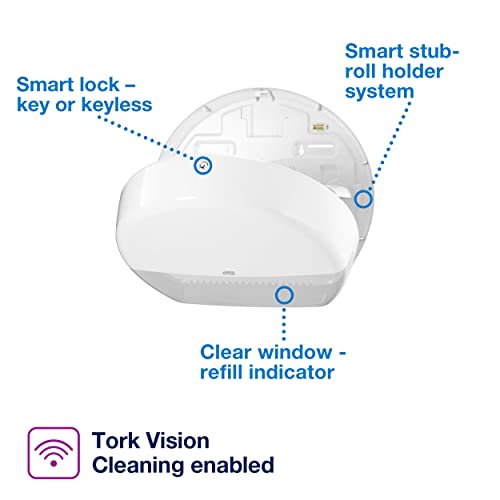 Tork Mini Jumbo Toilet Paper Roll Dispenser White T2, 555020A
