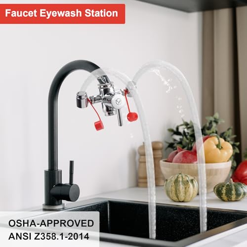 Faucet-Mounted Eye-Wash Staion Kit - Emergency Eyewash Staion OSHA Approved Sink Faucet Attachment First Aid Eye Flush Kit - color: 2 Pcs