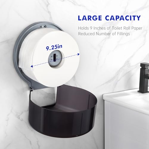 Kordory Wall Mount Toilet Paper Holder, 9" Jumbo Toilet Paper Roll Holder - color: Black