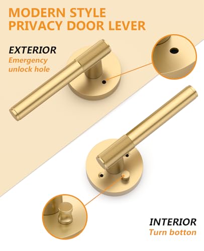 Asidrama 1 Pack Champagne Bronze Privacy Interior Door Handles - color: Champagne Bronze, size: Privacy, style: 1pack