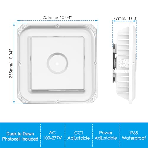 6 Pack Dusk to Dawn LED Canopy Light, 100W/80W/60W, 100-277V, 13500LM - size: 6 Pack 100W
