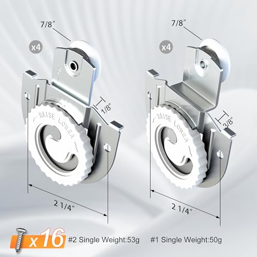 8 PCS Closet Door Roller Kit, Sliding Wardrobe Closet Door Hardware Top-Roller Kit with Adjustable Screws,Slide Smoothly and Quietly - size: 8