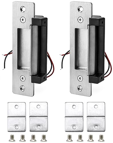QWORK Electric Door Strike Lock, 12VDC, Fail-Safe/Fail-Secure, Heavy Duty Power Door Crash Lock for Access Control System, 2 Pack