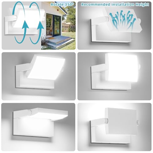LED Wall Light Outdoor 40W 360° Rotatable Panel 6000K IP65 3 Pack - color: 3/40w/6000k/White