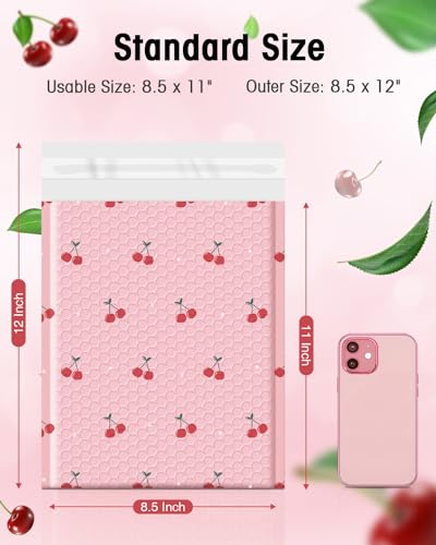 Cozymood 8.5x12 Bubble Mailers 40 Pack Cherry Pattern Pink Padded Envelope - color: Cherry, size: 8.5 x 12" 40PC