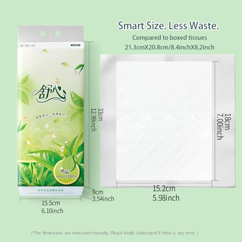4-Ply Hanging Facial Tissues, 6 Pack (7,680 Sheets Total) - Ultra Soft, High-Capacity Soft Pack Tissues for Bathroom, Kitchen, and Car - Space-Saving Wall Mount Design - size: 1280 Count (Pack of 6)