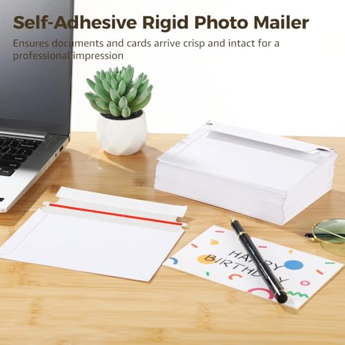 500 PCS 6.5 x 4.5 Inch Self Seal Rigid Mailers, White Rigid Photo Mailers, Rigid Mailer Self Seal Cardboard Envelopes for Photos, Document, CD, Coins, Stamps (500) - color: 500