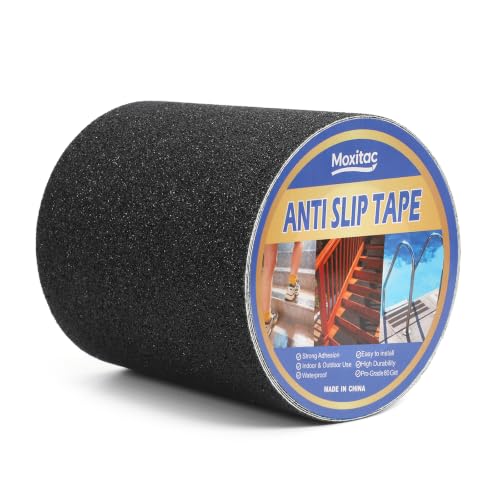 Heavy Duty Anti Slip Traction Tape 6" x 30 FT, 80 Grit Waterproof High Friction Grip Tape for Indoor Outdoor Stairs, Pool, Ramps, Garage, Home & Commercial Use - color: Black, size: 6" x 30 FT