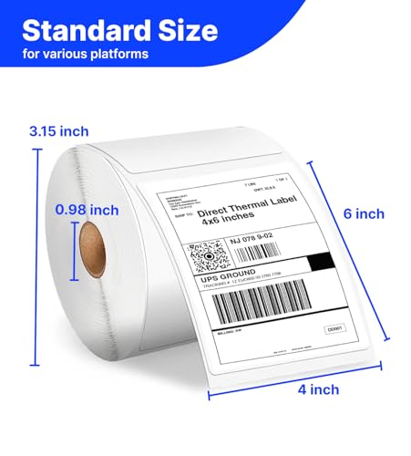 BlackWidow 4" x 6" Direct Thermal Shipping Labels, Perforated and Strong Adhesive, Compatible with Rollo, MUNBYN, Zebra, Fargo Label Printer. Commercial Grade. (Fanfold or roll) - size: Roll 500 labels