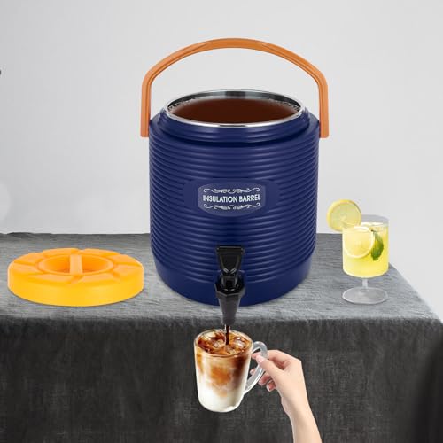 Stainless Steel Beverage Dispenser Insulated Container with Faucet Cooler with Drink Dispensers Cold and Hot Drink Dispenser for Milk Tea, Juice, Coffee 2.91 Gal Capacity (Blue) - color: Blue, size: 13L