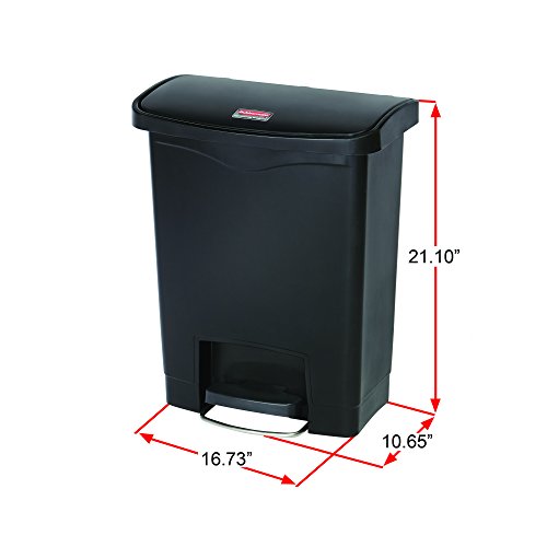Rubbermaid Commercial Products Streamline Slim Step-On Plastic Trash Garbage Can, 8-Gallon, Black, Wastebasket for Home/Kitchen/Hospital/Healthcare Facility - color: Black, size: 8 Gallon, style: Plastic Front Step Step-On