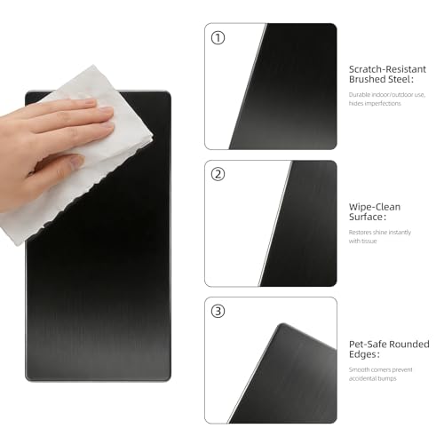 Cat & Dog Door Protector from Scratching, Stainless Steel Self-Adhesive Kick Plate, Heavy Duty, Interior/Exterior Door Guard, Brushed Black - 8"×16" 2 Pack - color: Brushed Black, size: 8" x 16"