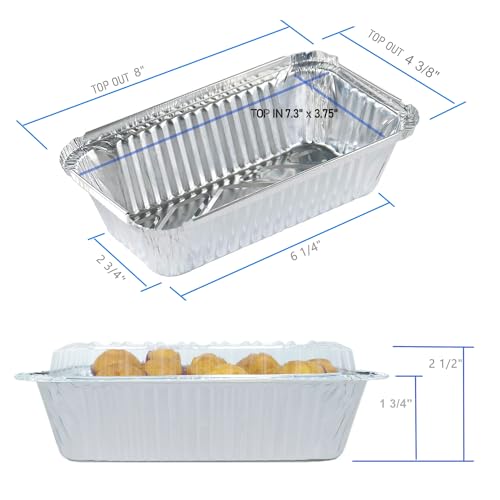 Disposable Loaf Pan with Lid for Baking - 1.5 Lb Disposable Bread Pans - Meatloaf Pans – 50 Aluminum Foil Pans and 50 Clear Lids - Perfect for Baking Cakes, Bread, Meatloaf…