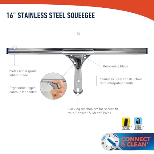 Unger 16" Stainless Steel Window Squeegee, Streak-Free - size: 16-inch, style: Squeegee