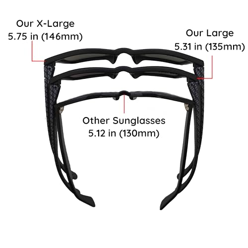X Power ANSI Z87+ Extra Large Weekenders Impact Resistant Safety Sunglasses - color: 009 Black & Carbon Fiber Frame / Grey Lens, size: X-Large