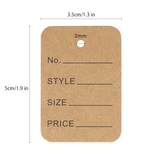 G2PLUS 1000 PCS Price Tags, 1.97 x 1.38 in Clothes Size Labels, Unstrung - color: Brown Square