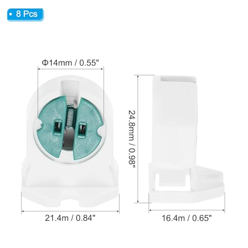 PATIKIL T5 Lamp Holder, 8pcs Non-shunted Tombstone Light Socket G13 Base for LED Integrated Fluorescent Tube Replacements, White Green