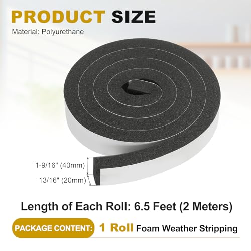 uxcell Weather Stripping Door Seal, 1-9/16" x 13/16" (1 Roll, 6.5Ft) - size: 1-9/16" x 13/16" (6.5 Ft)