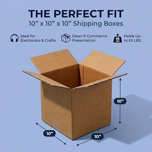 BOX USA Shipping Boxes Small 10"L x 10"W x 10"H 25-Pack, Cardboard Box for Shipping, Moving, Mailing, Packing, Packaging and Storage - size: 10x10x10" 25-Pk