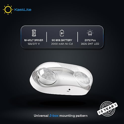 KASTLITE Wet Rated Commercial LED Emergency Light, 2-Pack Value Set - size: 2 Pack