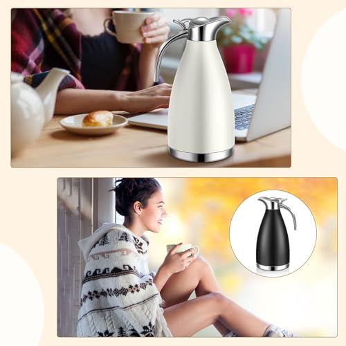 Uiifan 2 Pcs 68oz Thermal Coffee Carafe, Black, White - color: Black/White