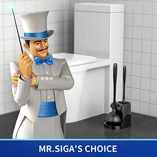 MR.SIGA Toilet Plunger and Brush Combo for Toilet Cleaning, Black, 2 Set - color: Black, size: 6.3 x 8.2 x 18.1 inch