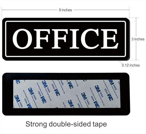 Office Sign – Commercial Office Sign,Premium Durable Frosted Acrylic Material, Super Strong Self-Adhesive, Quick Installation, Suitable for Your Home and Business (9×3 Inches, Black/White) - color: Black/White - Office