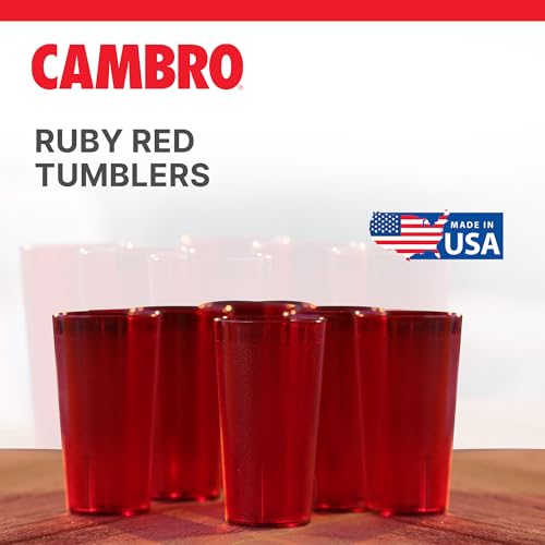 Cambro 16 Ounce (oz) Restaurant Grade Beverage Tumblers (6 Pack) - Drinking Glasses, Stackable, BPA-Free, Shatter-Proof, Dishwasher Safe (Ruby Red) - color: Ruby Red