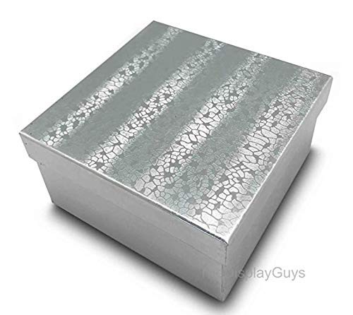 TheDisplayGuys 25 Cardboard Gift Jewelry Boxes w/Paddings #34-3.9x3.9x2 - color: Silver Foil