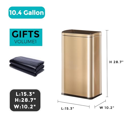 10.4 Gallon Stainless Steel Kitchen Garbage Can, Gold - color: 40L gold