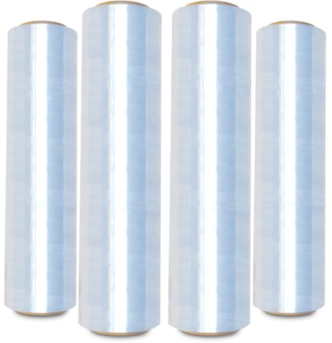 OCTOPUS Stretch Wrap, Industrial Strength 4 Roll Clear, 18” x 1500 feet, 80 Gauge (20 Micron), Heavy Duty Plastic Shrink Film for Packing, Wrapping, Bundling, Shipping, Pallets, and Moving Essentials