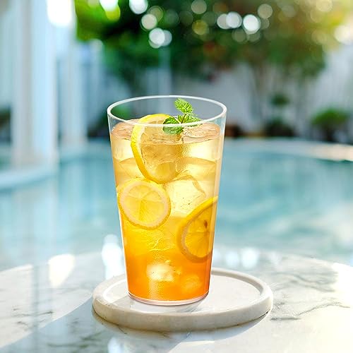 Amazing Abby - Cafely - 24-Ounce Plastic Tumblers (Set of 8), Plastic Drinking Glasses, Restaurant-Style Tumblers, Commercial-Grade Cups, Stackable, BPA-Free, Shatter-Proof, Dishwasher-Safe, Clear - style: All-Clear, 24 oz
