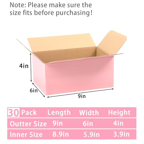 Pink Shipping Boxes Medium 9x6x4 Inches, 30 Pack Corrugated Cardboard Boxes for Packaging Small Business Mailing - color: Pink, size: 9x6x4 Inch
