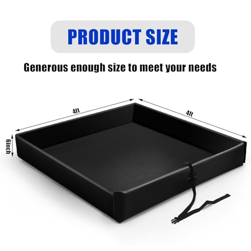 Frienda 4 Pcs Folding Duck Pond 4' x 4' x 6" Portable Heavy Duty PVC Leak Containment Tray for Oil Changes, Generator Fueling, Vehicle Maintenance, Duck Pool, Pig Cooling Pool & Pet Bath(Black) - color: Black, size: 4' X 4'