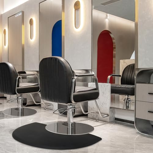 BarberPub 3'x4'x1 Anti-Fatigue Barber Mat, PU, Round Base, Black 0025 - color: Black, size: 48"L x 36"W x 1"Th