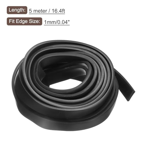 uxcell U Channel Edge Trim, 16.4ft Length Rubber Fit for 1mm Edge - size: Fit 1mm x 16.4'L x 11/16"H x 5/32"W