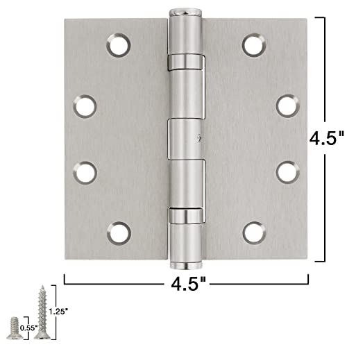 TDCHINGES Heavy Duty Door Hinges Brushed Nickel 4.5 Inch x 4 1/2" Square - color: Satin Nickel, size: 3 Pack-BB