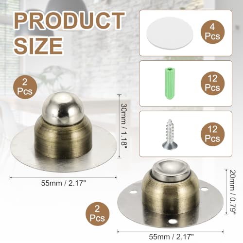 uxcell 2PCS 1.9" Magnetic Door Stoppers, Wall Floor Mounted Magnetic Door Catch Holder, Stainless Steel Door Stops for Bedroom, Bathroom, Kitchen, Office, Bronze - color: Bronze, size: 1.9"