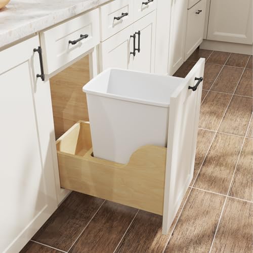 ROOMTEC 35QT Kitchen Trash Can,Sturdy and Lightweight Slim Trash Can,1-Pack - color: White, style: 1PCS