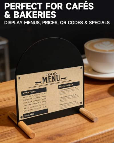 Tabletop Menu Display Stand with Writable Board and Magnetic Holders - size: A4 Horizontal (13 × 7.9 in)