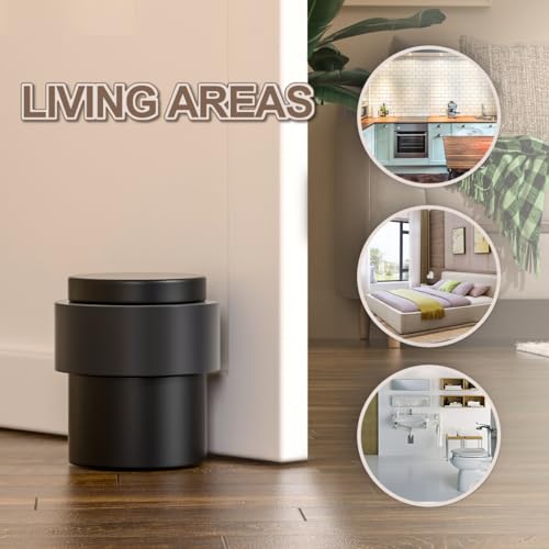 SANATO 15Pcs Black Door Stopper Floor Mounted with Black Rubber, Cylindrical 304 Stainless Steel Made - color: Black, size: 15Pcs