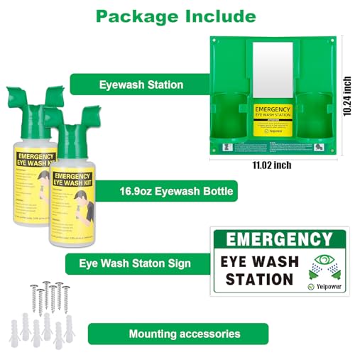 Portable Eyewash Station OSHA-Approved - Upgraded Emergency Eye Wash Bottles Flush Kit Clean Both Eyes Simultaneously Wall Mounted 16oz (No Solution) - color: 1Pcs
