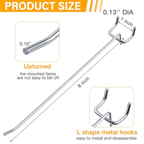 Shimeyao 100 Pcs Peg Board Hooks Stainless Steel Pegs,8 Inch,Silver - color: Silver, size: 8 Inch