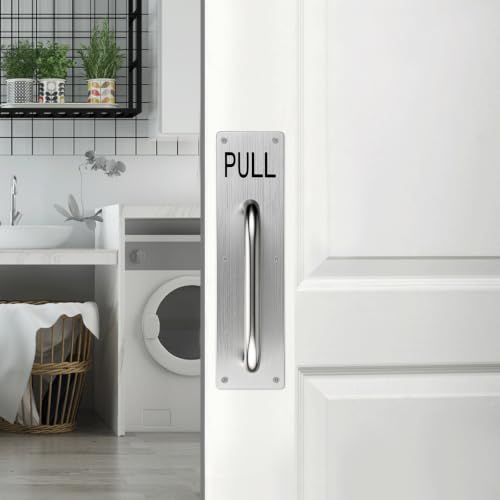 Sumnacon 1 Set Stainess Steel Door Handle,Push Pull Plate Handles, Silver - color: Silver