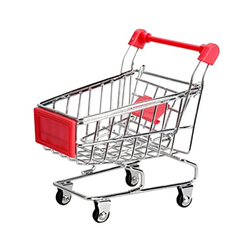 Mini Shopping Cart, Red, Durable, Perfect for Role Play, Storage, and Decor - color: Red